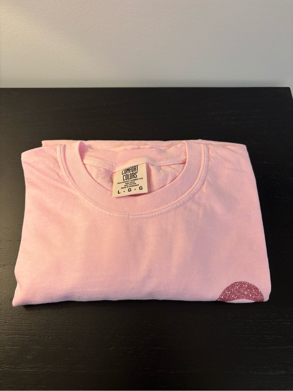 NEW Comfort Colors Long Sleeve Tee Pink Glitter Ribbon Breast Cancer Awareness - Picture 3 of 3
